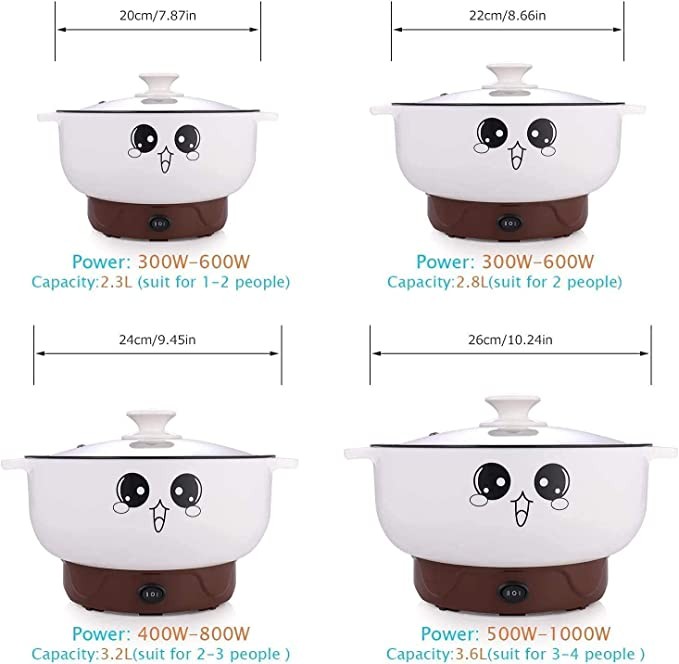 110 V, 4 in 1 Multifunction Electric Frying Pan, Nonstick Pan, Stainless Steel Rice Cooker/Noodle Pan, Portable Frying Pan and Toaster, Mini Soup Pot with Lid.