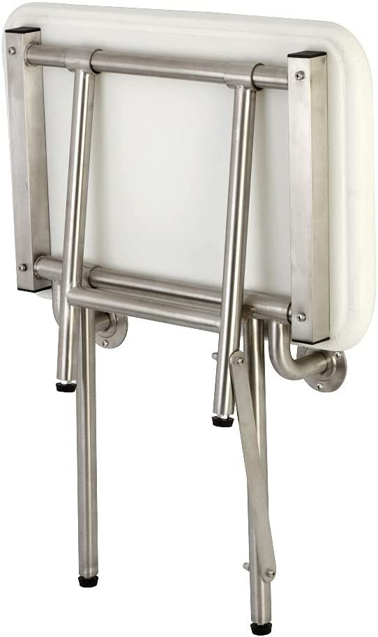 Kingston Brass KBSS2216P Adascape 55.88cm x 40.64cm Pathology Wall Mounted Folding Shower Seat w/Extra Floor Support Brushed Stainless Steel