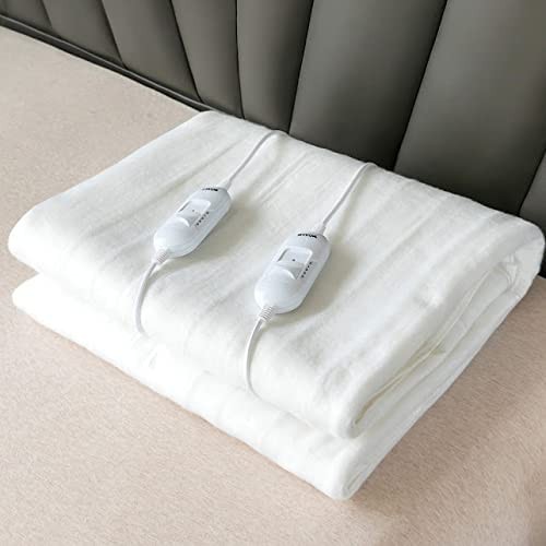 Premium Comfort King electric blanket (150x160cm)-3 heating settings, polyester, bottom blanket, digital control-overheat protection-white (king)