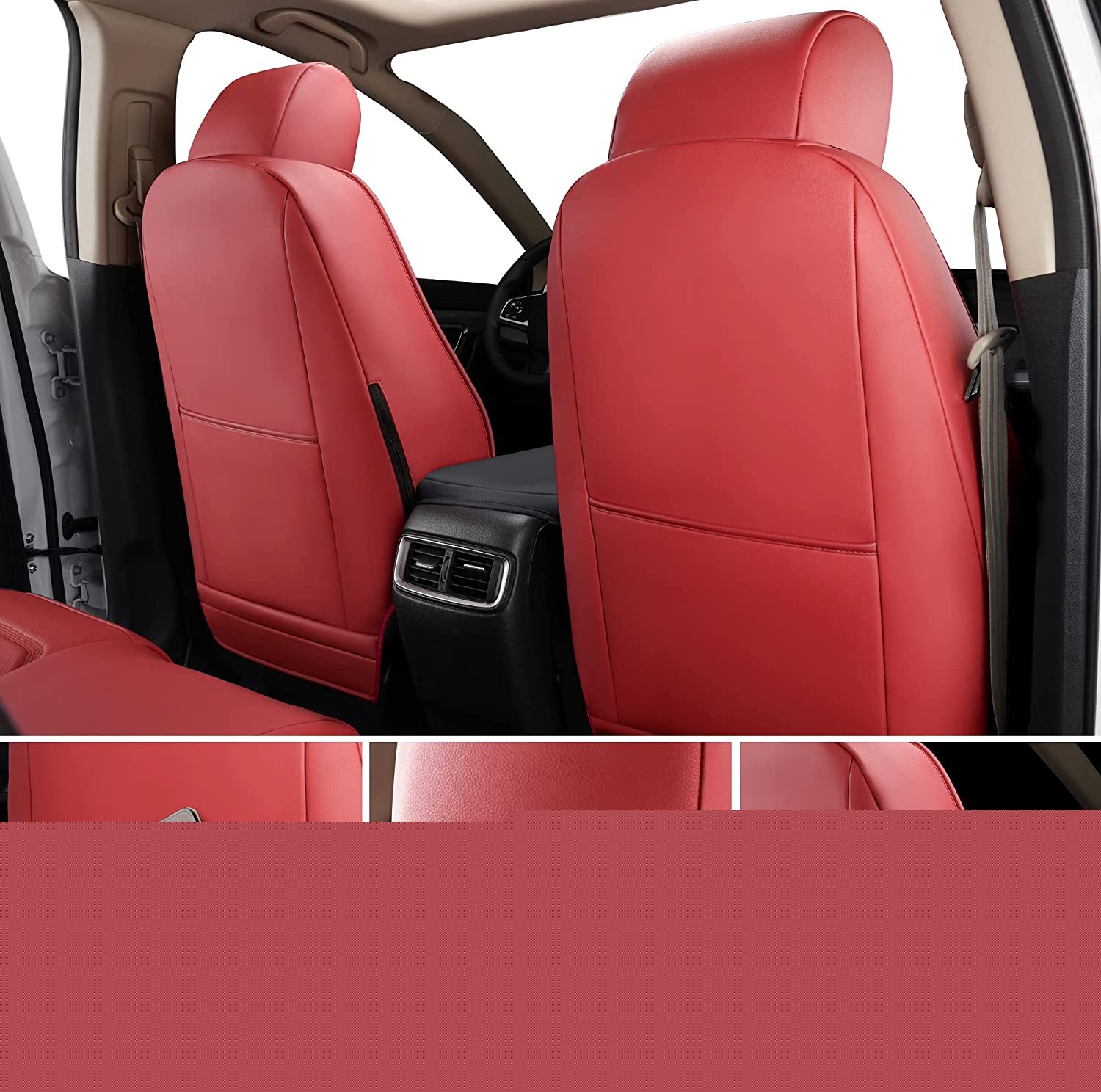 Isen CoverAuto 2017 2018 2019 2020 2021 CRV Custom Seat Cover Full Cover Artificial Leather Seat Cover (Burgundy, 2017-2021 CRV)