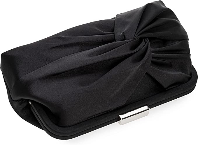 iXebella Women's Evening Wallet Fashion Soft Pleated Knot Party Clutch Satin Frame Formal Tote for Wedding/Prom/Cocktail Party