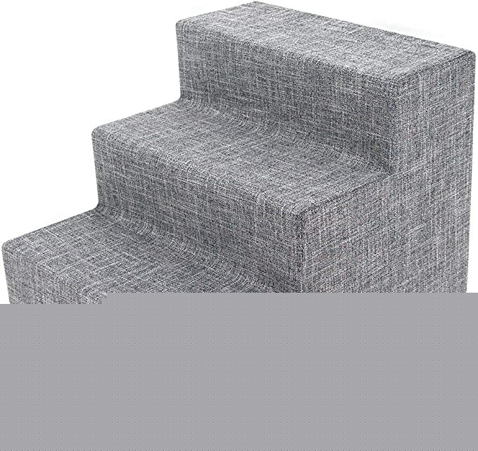 Best Pet Supplies Foam Pet Stairs/STEPS Gray Linen 3-Step