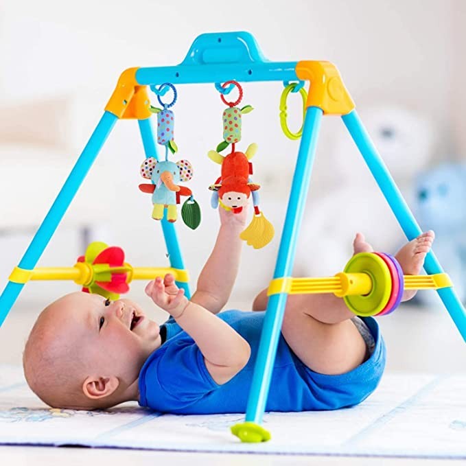 Bivan Baby Toy Soft Hanging Rattle Learning Toys with Gut Plush Animal C-Clip Baby Newborn Stroller Car Seat Crib Travel Activities Wind Chime Hanging Toys Boys Girls, 4 Pack