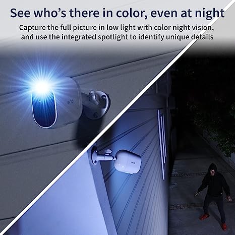 Arlo Essential spotlight camera - 3-pack - wireless security, 1080p video, color night vision, two-way audio, wireless, direct connection to WiFi without hub, can be used with Alexa, white - VMC2330