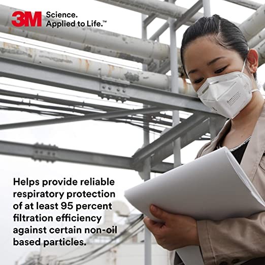 3M 9010 N95 Disposable Particulate Masks, Individually Packaged, 1 Box (50 Masks)