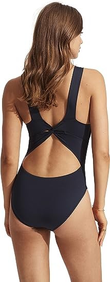 Seafolly Women's Standard High Neck One Piece Swimsuit with Twist Back Detail