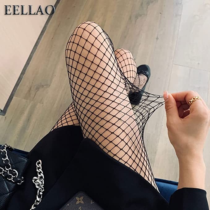 EELLAO 6 pairs of black mesh stockings, nylon pantyhose, thigh socks, women's pantyhose, long tube pantyhose
