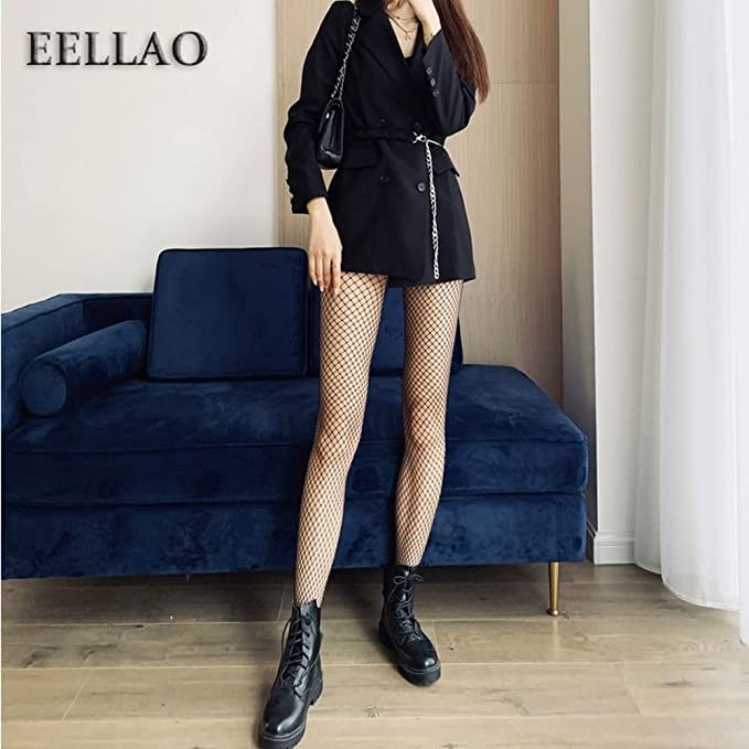 EELLAO 6 pairs of black mesh stockings, nylon pantyhose, thigh socks, women's pantyhose, long tube pantyhose