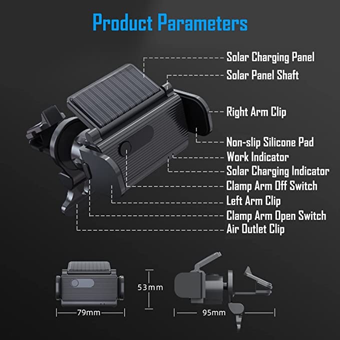 The electric mobile phone holder is applicable to the car vent, the car mobile phone holder holder, the solar charging is applicable to the iPhone, the Samsung Galaxy LG smartphone is applicable to th