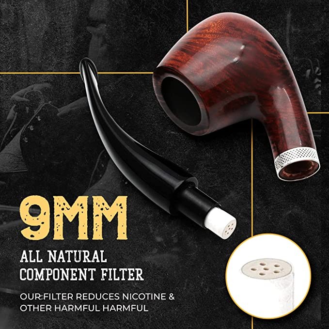 Mr. Brog Full Curved Tobacco Pipe - Model: 82 Consul Pecan - Mediterranean Bison Wood Pipe - Handcrafted Kits & Accessories