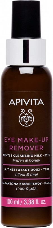 APIVITA Natural Eye Makeup Remover with Honey & Linden 3.38 fl oz | Eye Cleansing Milk for Sensitive Eyes and Contact Wearers