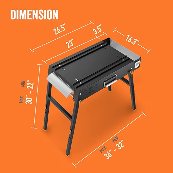 Yukon Glory Universal Portable Grill Table/Flat Top Grill with Built-in Grill - Designed for tabletop blackstone grills and many others - Outdoor cooking camping and tailgating