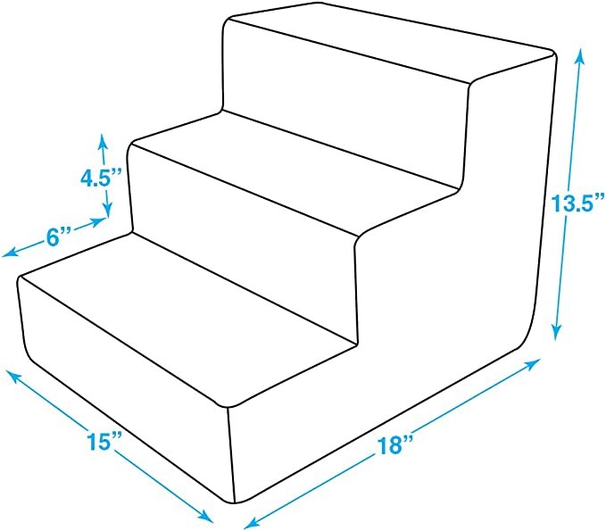 Best Pet Supplies Foam Pet Stairs/STEPS Gray Linen 3-Step