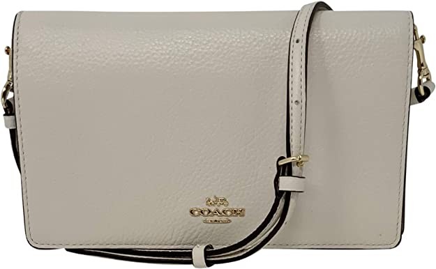 Coach Leather Folding Crossbody Clutch Chalk