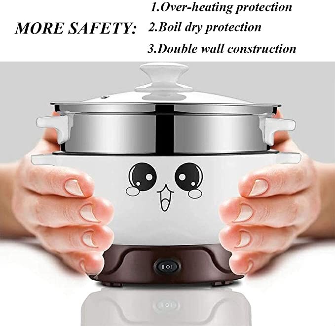 110 V, 4 in 1 Multifunction Electric Frying Pan, Nonstick Pan, Stainless Steel Rice Cooker/Noodle Pan, Portable Frying Pan and Toaster, Mini Soup Pot with Lid.