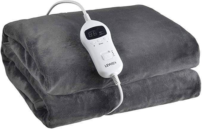LEWIS'S Deluxe Electric heating Wool blanket-Electric heating blanket heating blanket Black heating cover blanket (charcoal black) 130cm x 160cm)