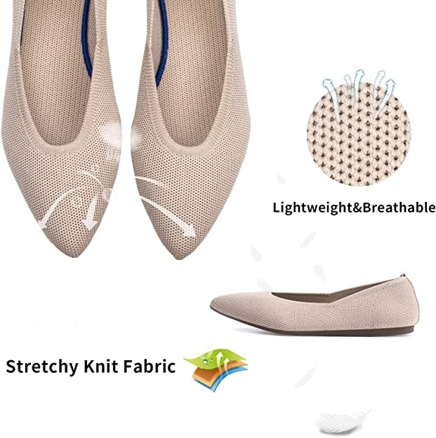 FRANK MULLY Women's Ballet Flats Pointed Toe Slip-On Knit Dress Shoes Ecru 10