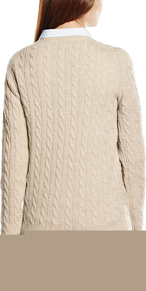 TOMMY HILFIGER Women's ivina cable c-nk swtr long sleeve sweater beige Large