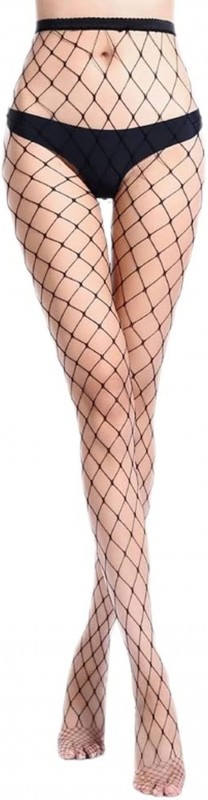 EELLAO 6 Pairs of Black Large Mesh Pantyhose,Compression Socks,Women's Pantyhose,Fashion Fishnet Pantyhose,Monochrome,One Size