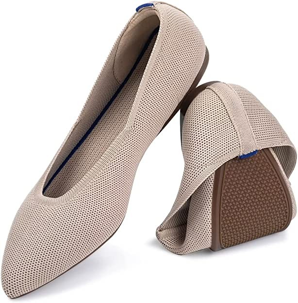 FRANK MULLY Women's Ballet Flats Pointed Toe Slip-On Knit Dress Shoes Ecru 10