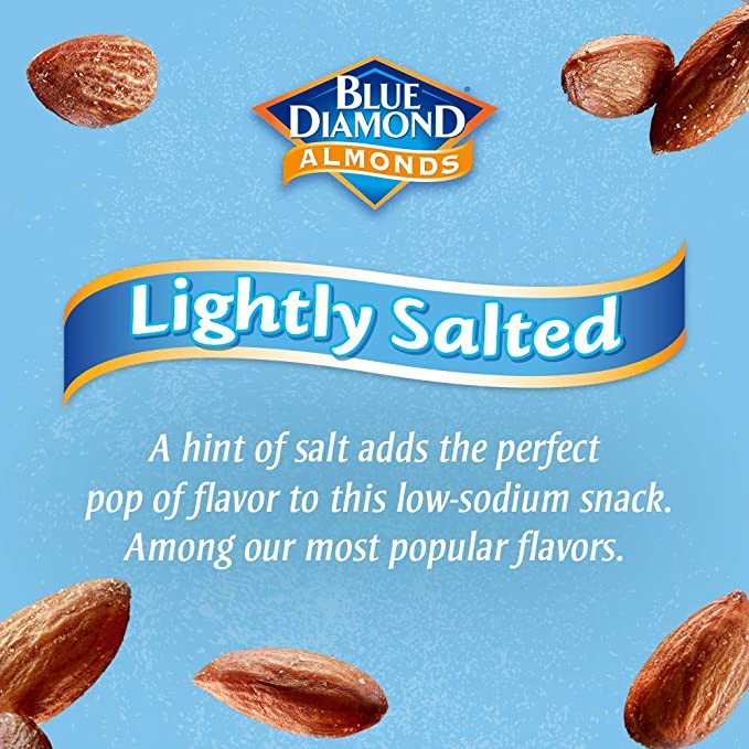 Blue Diamond Almonds Low Sodium Mildly Salted Snack Nuts, 40 oz (1.1kg) Resealable Bag (1 Pack)