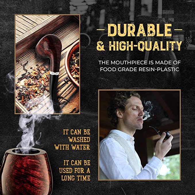 Mr. Brog Full Curved Tobacco Pipe - Model: 82 Consul Pecan - Mediterranean Bison Wood Pipe - Handcrafted Kits & Accessories