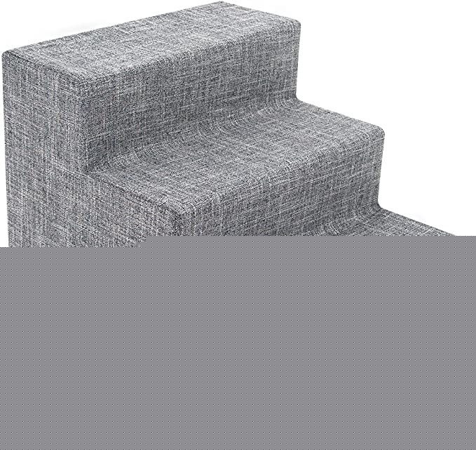 Best Pet Supplies Foam Pet Stairs/STEPS Gray Linen 3-Step