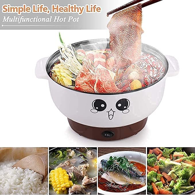 110 V, 4 in 1 Multifunction Electric Frying Pan, Nonstick Pan, Stainless Steel Rice Cooker/Noodle Pan, Portable Frying Pan and Toaster, Mini Soup Pot with Lid.