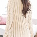 YACUN Women's Cable Knit Cardigan Long Sleeve Button Down Sweater with Pocket Knit, Beige, Small