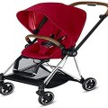 CYBEX Mios 2 Complete Stroller, One Hand Compact Fold, Reversible Seat, Smooth Ride All Wheel Suspension, Extra Storage, Adjustable Leg Rests, Real Red Seat With Chrome/Brown Frame