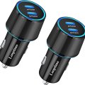 Dual 30W USB C car charger for fast charging, Looptimo 2-piece 60W C-type fast car adapter, PD (PPS) 3.0 port Cargador para Carro compatible with iPhone, Samsung Galaxy, Google Pixel phones