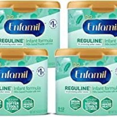 meadjohnson Enfamil Reguline Milk Powder for Difficult Infants, Contains Omega 3, Prebiotics, Iron, Body Support, 19.5 oz, about 552.81 g (4 packs) (packaging may vary)