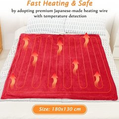 Mia&Coco electric blanket throwing flannel Sherpa fast heating 180x130cm, 10 speed heating level and up to 9 hours automatic off timer and LED display, suitable for home office use, machine washable, 
