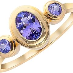YoTreasure 6.5x4.5 MM Tanzanite Ring in 14K Yellow Gold