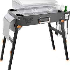 Yukon Glory Universal Portable Grill Table/Flat Top Grill with Built-in Grill - Designed for tabletop blackstone grills and many others - Outdoor cooking camping and tailgating