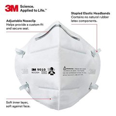 3M 9010 N95 Disposable Particulate Masks, Individually Packaged, 1 Box (50 Masks)
