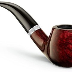 Mr. Brog Full Curved Tobacco Pipe - Model: 82 Consul Pecan - Mediterranean Bison Wood Pipe - Handcrafted Kits & Accessories