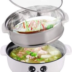 110 V, 4 in 1 Multifunction Electric Frying Pan, Nonstick Pan, Stainless Steel Rice Cooker/Noodle Pan, Portable Frying Pan and Toaster, Mini Soup Pot with Lid.