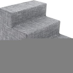Best Pet Supplies Foam Pet Stairs/STEPS Gray Linen 3-Step