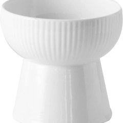 Pet Bowl Ceramic Protection Cervical Spine Cat and Dog Food Pet Bowl Rice Bowl Dog Bowl Anti-Battle Supplies High Feet Dishwasher Safe(White)